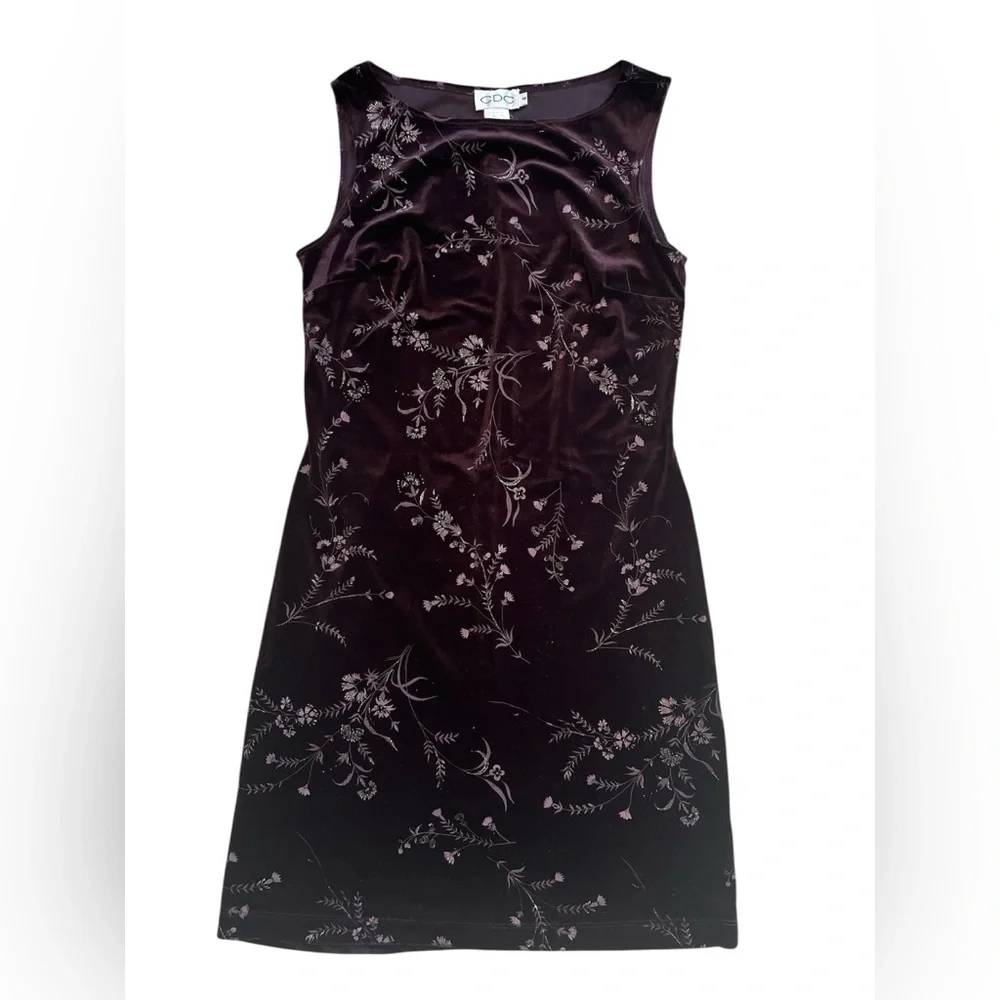 Elegant Floral Purple Velvet Dress - Picture 1 of 4